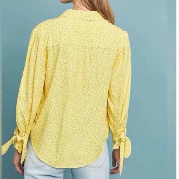 Anthropologie Maeve Blithe Yellow Button Down 4 - Picture 3 of 15